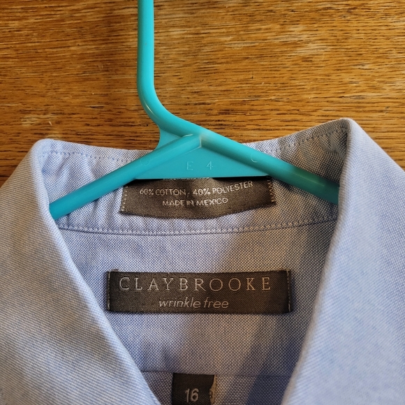 Clay Brooke Mens Shirt Wrinkle Free Blue Size 16 - Picture 6 of 7